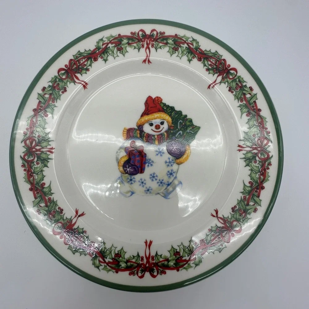 Christopher Radko Traditions Holiday Celebrations Salad Plates Set of 4 Ceramic
